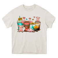 Cream pigs coffee cups Heavy Core Tee - Zillion Design Studio