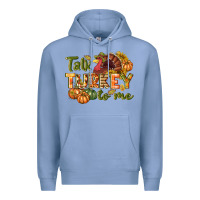 Colony Blue Talk turkey to me Thanksgiving p Premium Hoodie - NancyCooperArtShop
