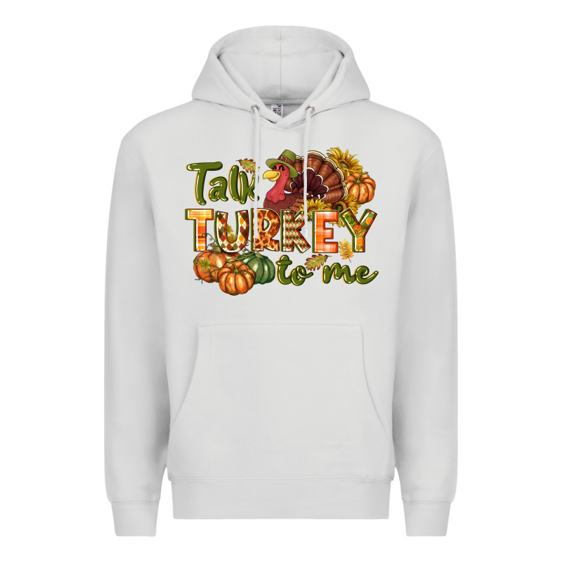 Talk Turkey To Me Thanksgiving P Premium Hoodie by NancyCooperArtShop | Teevron