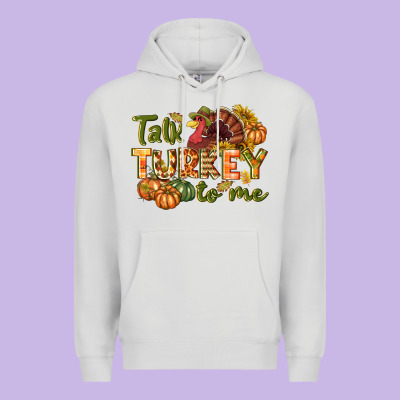 Talk Turkey To Me Thanksgiving P Premium Hoodie Designed By Nancycooperartshop