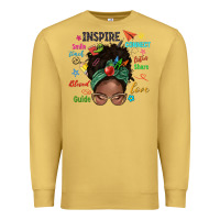Antique Gold afro messy bun teach inspire love teacher blessed Premium Sweatshirt - NancyCooperArtShop
