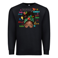 Black afro messy bun teach inspire love teacher blessed Premium Sweatshirt - NancyCooperArtShop