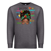 Charcoal Heather afro messy bun teach inspire love teacher blessed Premium Sweatshirt - NancyCooperArtShop