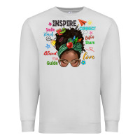 Dove Grey afro messy bun teach inspire love teacher blessed Premium Sweatshirt - NancyCooperArtShop