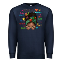 Navy afro messy bun teach inspire love teacher blessed Premium Sweatshirt - NancyCooperArtShop