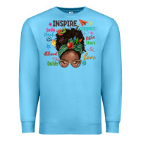 Afro Messy Bun Teach Inspire Love Teacher Blessed Premium Sweatshirt | Teevron