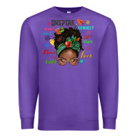 Purple afro messy bun teach inspire love teacher blessed Premium Sweatshirt - NancyCooperArtShop