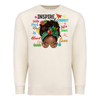 Sandshell afro messy bun teach inspire love teacher blessed Premium Sweatshirt - NancyCooperArtShop