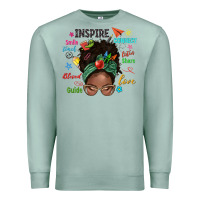 Seafoam afro messy bun teach inspire love teacher blessed Premium Sweatshirt - NancyCooperArtShop
