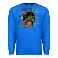True Royal afro messy bun teach inspire love teacher blessed Premium Sweatshirt - NancyCooperArtShop