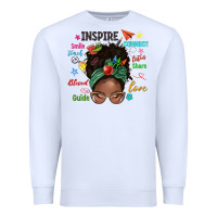 White afro messy bun teach inspire love teacher blessed Premium Sweatshirt - NancyCooperArtShop
