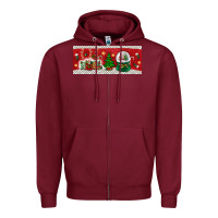 Burgundy noel Zipper Hoodie - BundleAndBundleShop