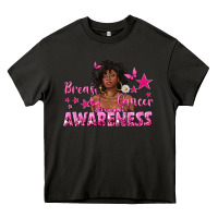 Asphalt Breast Cancer Awareness with Afro Woman Heavy Core Tee - texasbilliewilder