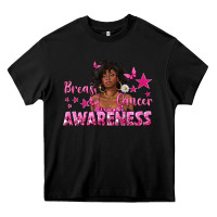 Black Breast Cancer Awareness with Afro Woman Heavy Core Tee - texasbilliewilder