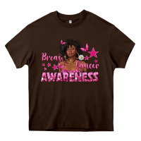 Chocolate Brown Breast Cancer Awareness with Afro Woman Heavy Core Tee - texasbilliewilder
