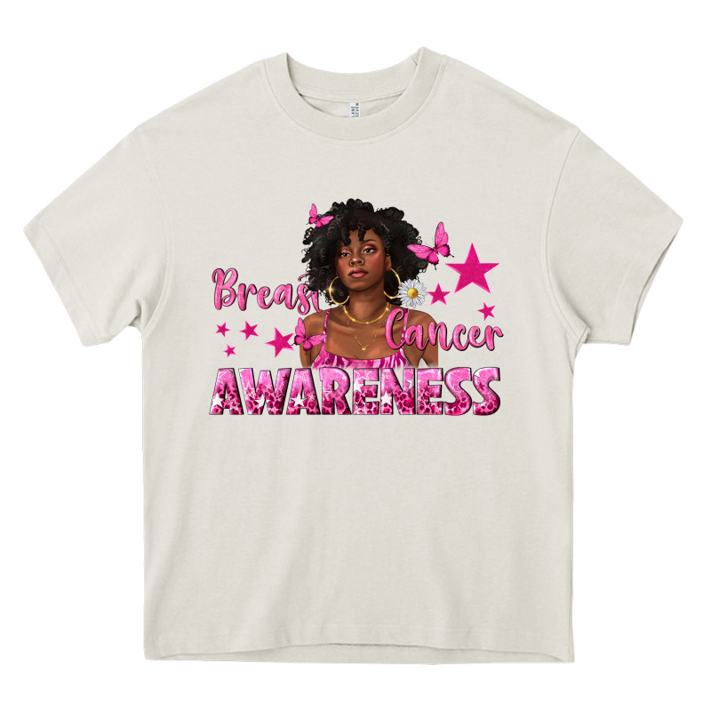 Breast Cancer Awareness With Afro Woman Heavy Core Tee by texasbilliewilder | Teevron