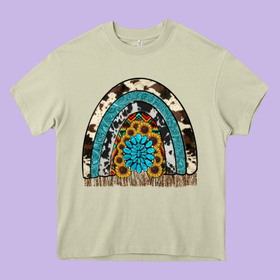 Rainbow Sunflower Gemstone Heavy Core Tee Designed By Ranaportraitstore