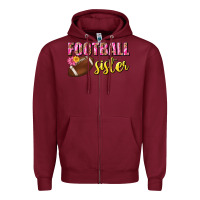 Burgundy football sister Zipper Hoodie - BundleAndBundleShop