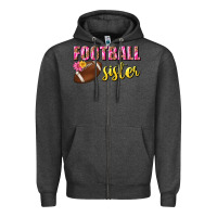 Charcoal Heather football sister Zipper Hoodie - BundleAndBundleShop