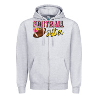 Heather Grey football sister Zipper Hoodie - BundleAndBundleShop