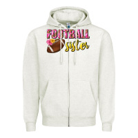 Oatmeal Heather football sister Zipper Hoodie - BundleAndBundleShop