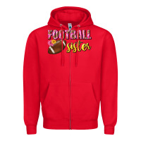 Red football sister Zipper Hoodie - BundleAndBundleShop