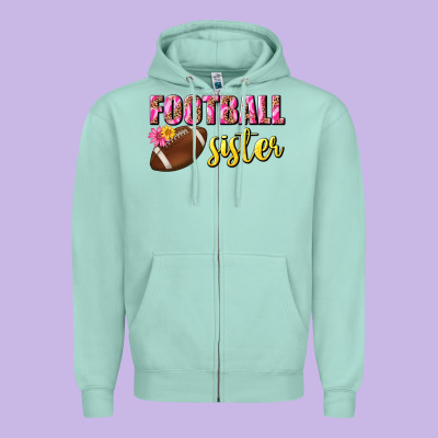 Football Sister Zipper Hoodie Designed By Bundleandbundleshop