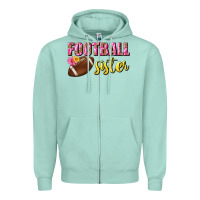 Seafoam football sister Zipper Hoodie - BundleAndBundleShop