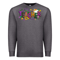 Charcoal Heather mardi gras teacher Premium Sweatshirt - texasbilliewilder