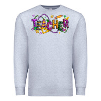 Heather Grey mardi gras teacher Premium Sweatshirt - texasbilliewilder