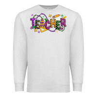 Oatmeal Heather mardi gras teacher Premium Sweatshirt - texasbilliewilder