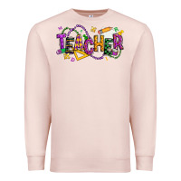 Pale Pink mardi gras teacher Premium Sweatshirt - texasbilliewilder