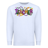 White mardi gras teacher Premium Sweatshirt - texasbilliewilder
