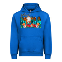 Cobalt Blessed Mama Flowers Cow Urban Hoodie - CowCowDesign
