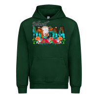Forest Green Blessed Mama Flowers Cow Urban Hoodie - CowCowDesign