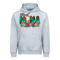 Heather Grey Blessed Mama Flowers Cow Urban Hoodie - CowCowDesign