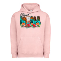 Pigment Salmon Blessed Mama Flowers Cow Urban Hoodie - CowCowDesign