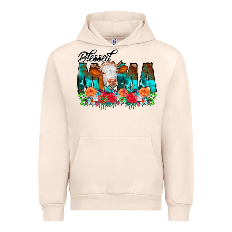 Blessed Mama Flowers Cow Urban Hoodie by CowCowDesign | Teevron