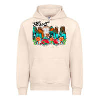 Sandshell Blessed Mama Flowers Cow Urban Hoodie - CowCowDesign