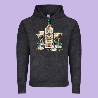 Martini Glasses And Martini Bottle Vintage Hoodie Designed By Adodesignshop