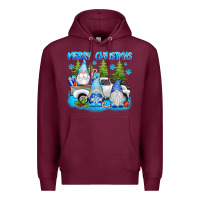 Burgundy merry christmas gnomies Premium Hoodie - texasbilliewilder