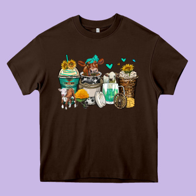 Cows Coffee Cups Heavy Core Tee Designed By Zillion Design Studio