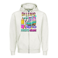 Oatmeal Heather rolling into fourth grade Zipper Hoodie - BundleAndBundleShop