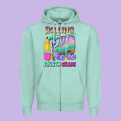 Rolling Into Fourth Grade Zipper Hoodie Designed By Bundleandbundleshop