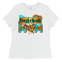 White basketball mom with leopard Ladies Tee - Zillion Design Studio