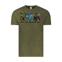 Vintage Olive Peace Love Spectacled Bear Vintage Tee - LillyAllenDesigns