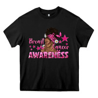 Black Breast Cancer Awareness with Afro Woman Heavy Core Tee - texasbilliewilder