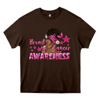 Chocolate Brown Breast Cancer Awareness with Afro Woman Heavy Core Tee - texasbilliewilder