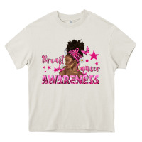 Cream Breast Cancer Awareness with Afro Woman Heavy Core Tee - texasbilliewilder