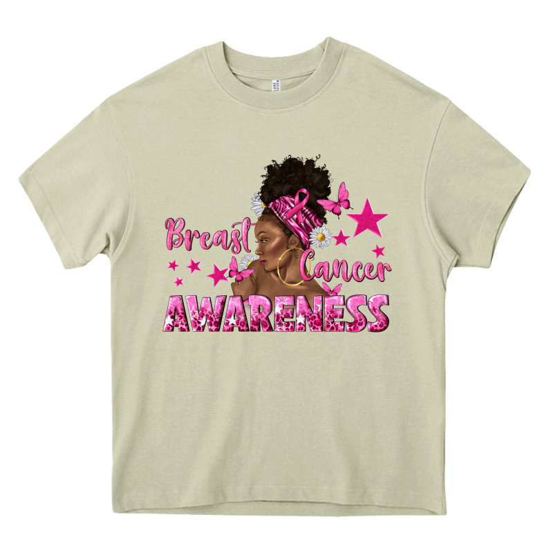 Breast Cancer Awareness With Afro Woman Heavy Core Tee by texasbilliewilder | Teevron